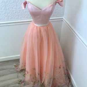 Pink floral sherri hill prom